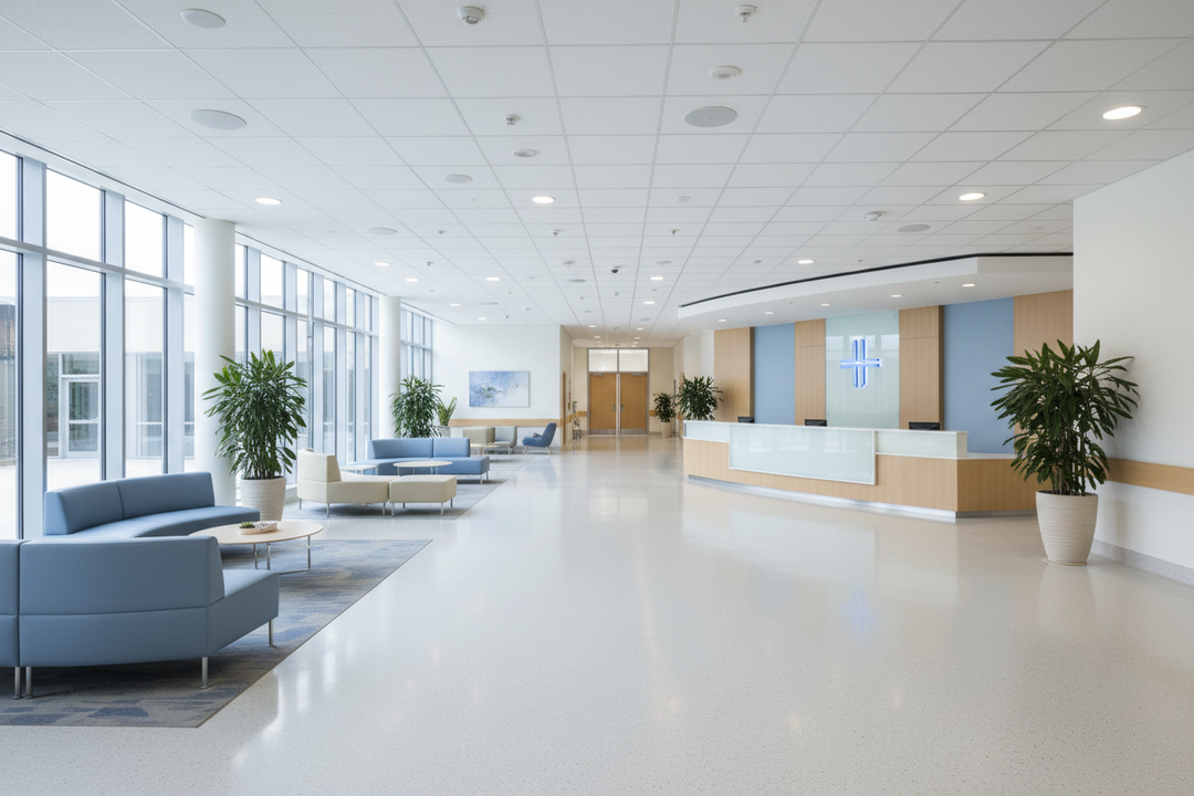 audio system in a hospital lobby