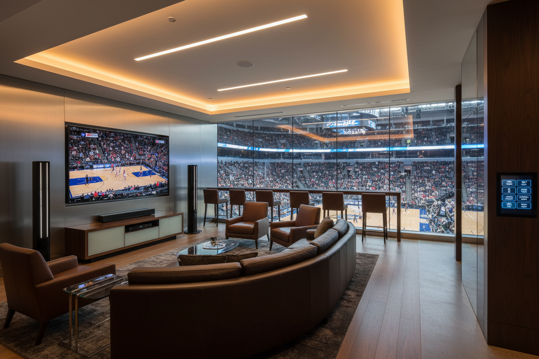 Audio video in a luxury suite in a arena