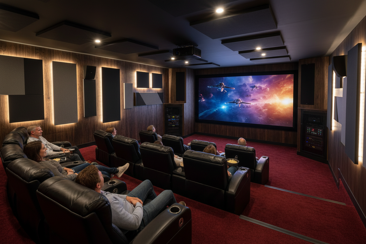Custom Home Theater people watching a movie