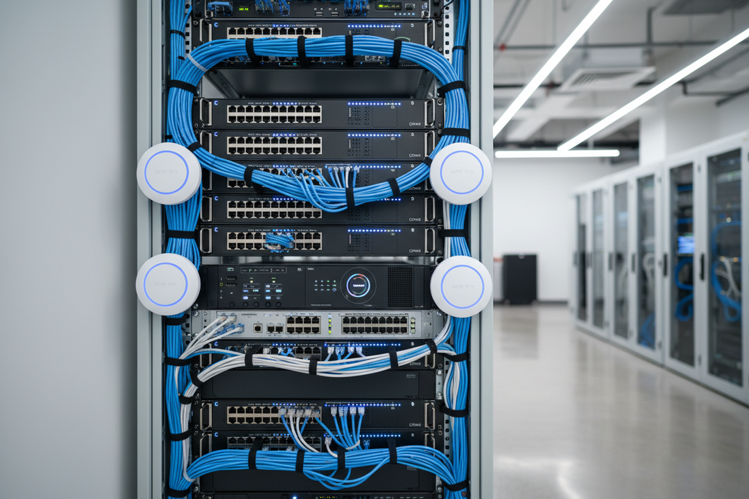 Rack with Ubiquiti Unifi Equipment