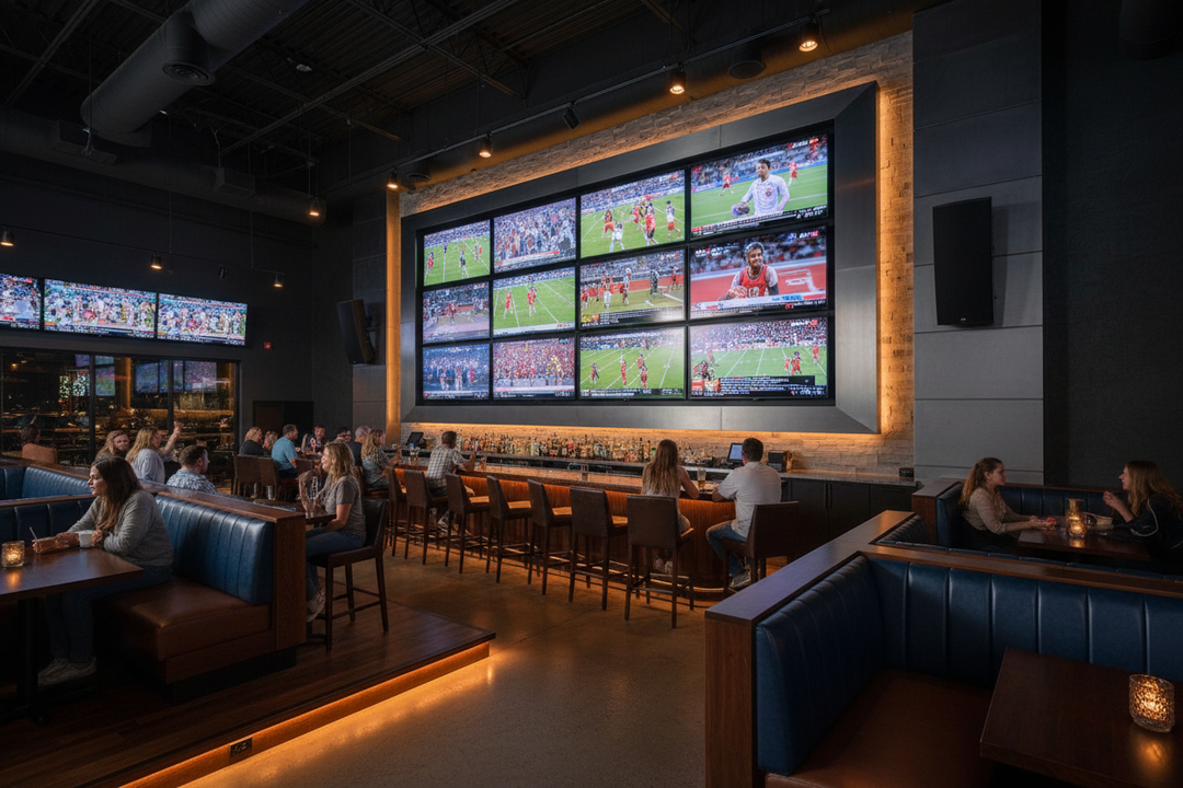 sports bar with video wall